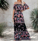Vestidos largos Vintage estampados de verano para mujer, vestido Sexy de fiesta bohemio a la moda con volantes y hombros descubiertos, vestido veraniego de playa para mujer 2022