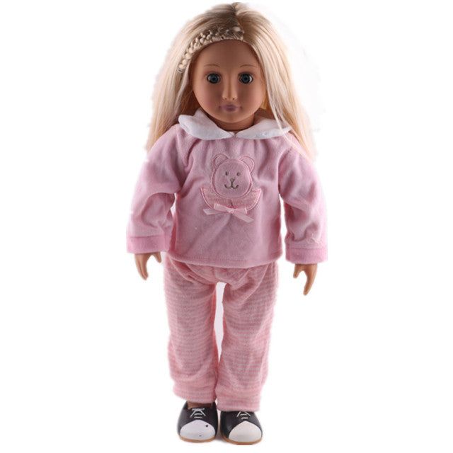 Cute Animal Embroidery Doll Clothes For 18 Inch American Doll Girl Toy 43 cm Born Baby Clothes Accessories Our Generation Nenuco