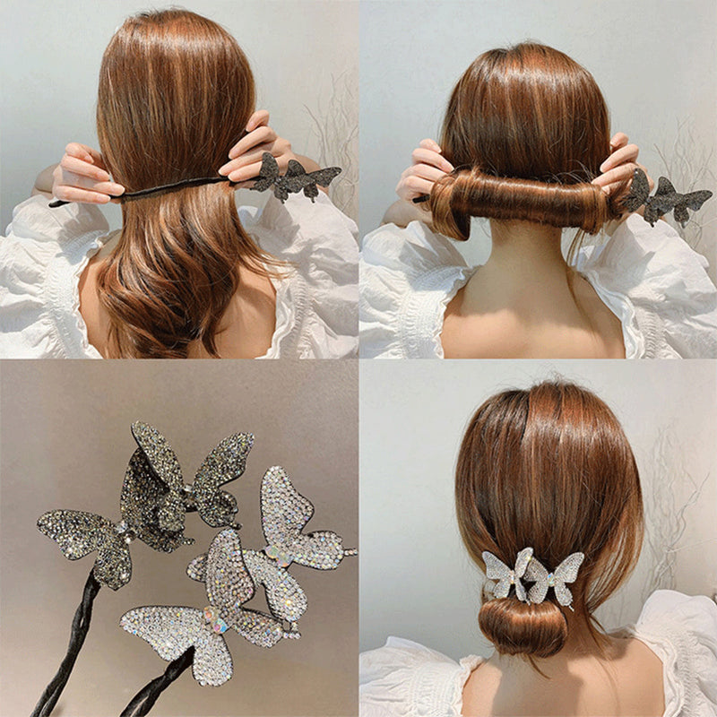 DIY Frisur Haar Gerät geflochtenes Haar Artefakt faul lockiges Haar Stick Schmetterling Haarnadel Blume Knospe Haarschmuck Kopfschmuck