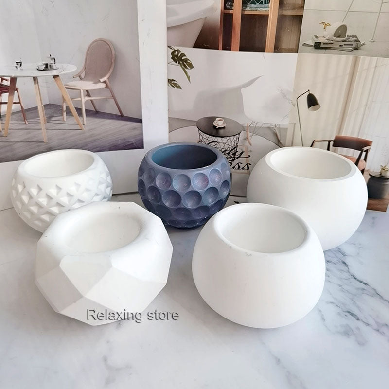 Round Cement Clay Candle Holder Molds Concrete Planter Silicone Flowerpot Container Mold Plaster Candle Cup Epoxy Resin Mould