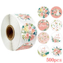 50-500pcs 8 styles Thank You Sticker for Seal Labels Round Floral Multi Color Labels Sticker handmade offer Stationery Sticker