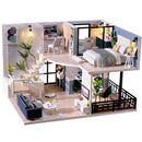 Assemble DIY Wooden House Dollhouse kit Wooden Miniature Doll Houses Miniature Dollhouse toys With Furniture LED Lights Gift