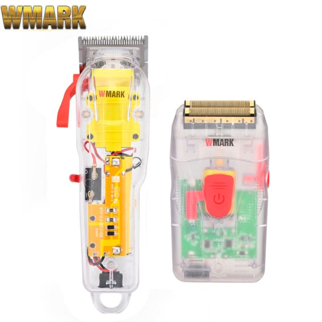 2021 WMARK Neues Modell NG-108 Wiederaufladbare Haarschneidemaschine Haarschneidemaschine Trimmer Transparente Abdeckung Weiße oder rote Basis 7300 U / min