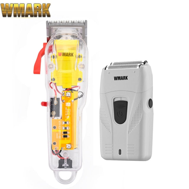 2021 WMARK nuevo modelo NG-108 Máquina para cortar cabello recargable cortadora de cabello cubierta transparente Base blanca o roja 7300rpm