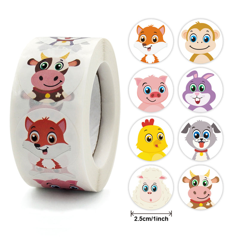 100-500 Uds 1 pulgada Animal de dibujos animados etiqueta adhesiva para niños gracias lindo juguete juego pegatina DIY regalo sellado etiqueta decoración Supp