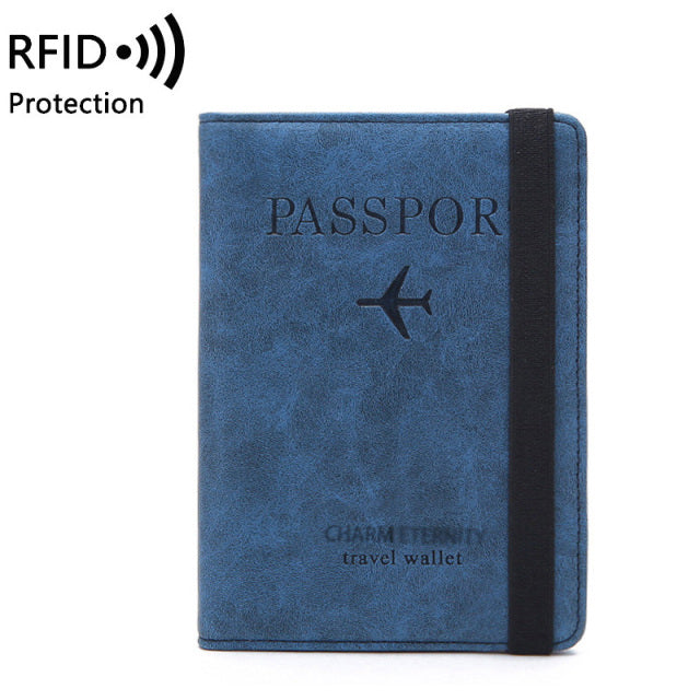 Elastisches Band Leder Reisepasshülle RFID-Blockierung für Karten Reisepasshülle Brieftasche Dokumenten-Organizer Fall Männer Frauen