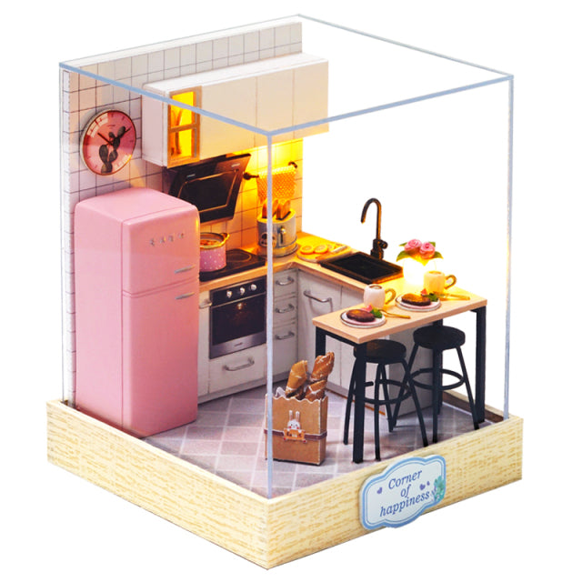 Kit de casa de muñecas DIY Cutebee con muebles luces LED Diy construcción en miniatura casita juguetes de madera para niños adultos