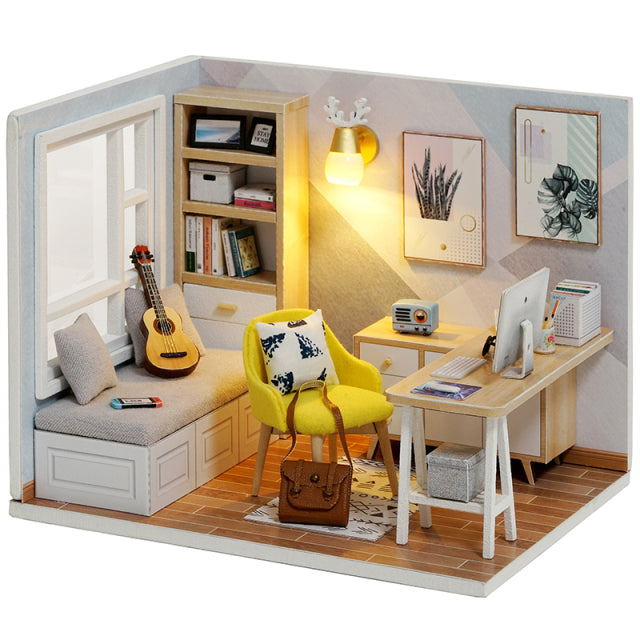 Cutebee DIY Dollhouse Kit With Furniture LED Lights Diy Miniature Building Little House Wooden Toys for Children Adult