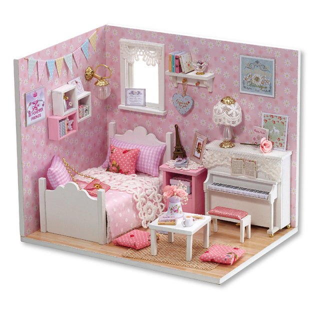 Kit de casa de muñecas DIY Cutebee con muebles luces LED Diy construcción en miniatura casita juguetes de madera para niños adultos