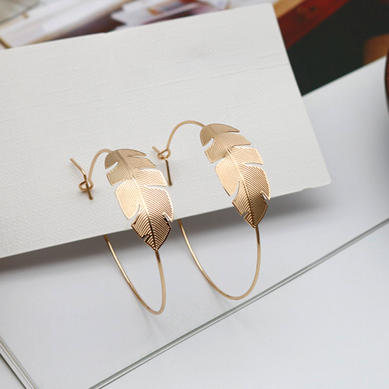 Hoop Earrings Leaf Earring Copper Leaves Jewelry Studs Drop Ear New Style Trendy Fashion Brass Clip Circle Item For Women 202177