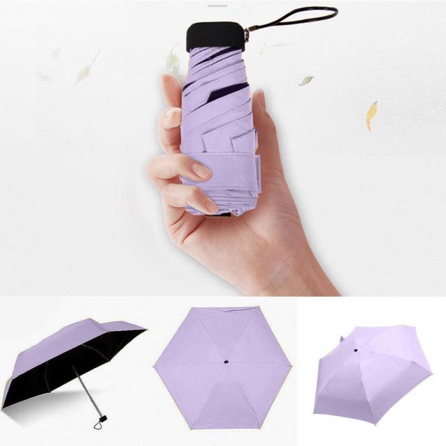 Mini paraguas ligero de bolsillo para lluvia para mujer, resistente al viento, duradero, 5 paraguas plegables para el sol, protector solar portátil, sombrilla para mujer
