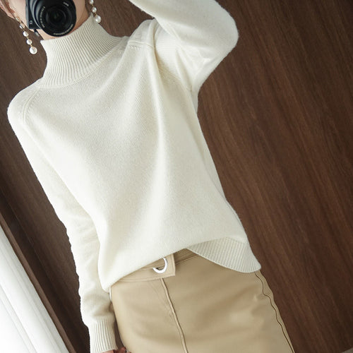 Turtleneck Pullover Fall/winter 2021 Cashmere Sweater Women Pure Color Casual Long-sleeved Loose Pullover Bottoming Women's