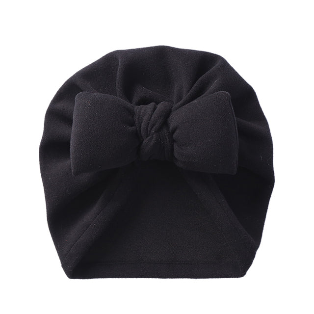 Boutique Faux Kaschmir Babymütze Warme Herbst Winter Mützen Solide Schleife Topknot Bonnet Infant Jungen Mädchen Caps New Turban Headwraps