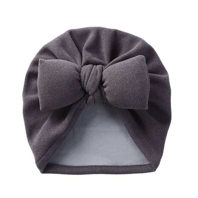 Gorro de bebé de Cachemira sintética de Boutique, gorros cálidos de otoño e invierno, gorro con moño sólido, gorros para niños y niñas, turbante nuevo