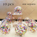 10/20 Star Confetti Balloons Metallic Confetti Latex Transparent Ballon Baby Shower Birthday Party Wedding Decoration Ball Globo