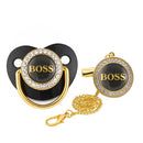 Letter Print Baby Pacifier with Chain Clip Newborn BPA Free Luxury Bling Pacifier Silicone Dummy Soother Chupeta 0-18 Months