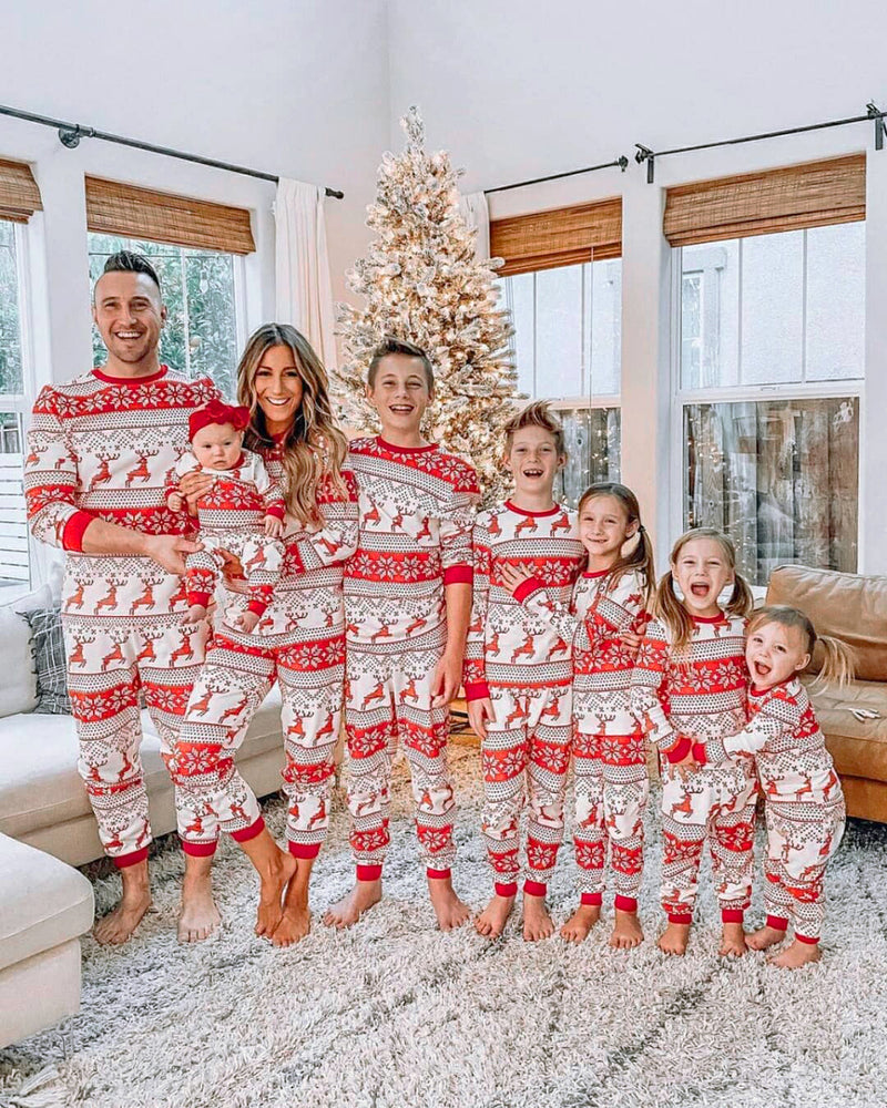 Family Christmas Matching Pajamas Set Mother Father Kids Clothes Family Look Outfit Baby Rompers Deer Mommy And Me Pyjamas