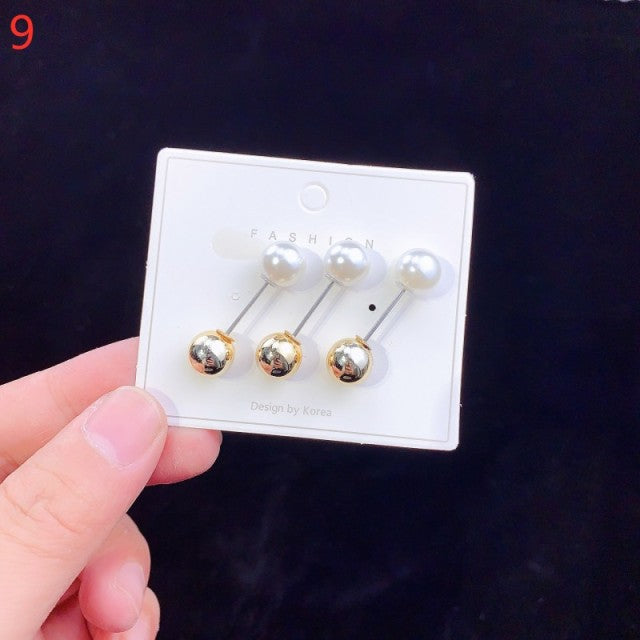 3Pcs/Set Double Pearl Brooch Pins Anti-fade Exquisite Elegant Brooches for Women Sweater Coat Summer Dress Decoration