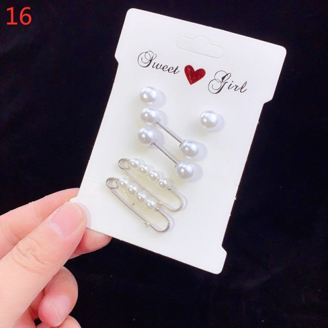 3 Teile / satz Doppelte Perle Brosche Pins Anti-Fade Exquisite Elegante Broschen für Frauen Pullover Mantel Sommerkleid Dekoration
