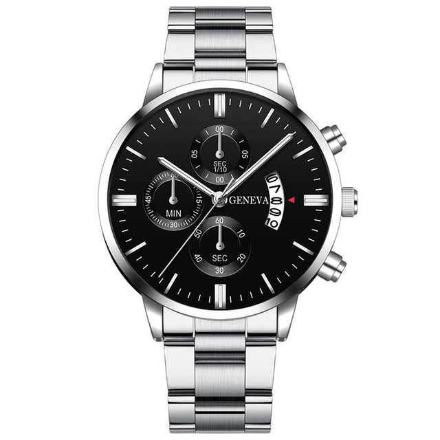 Reloj de pulsera de cuarzo con fecha de calendario de acero inoxidable de lujo para hombre a la moda relojes para hombre reloj de cuero de negocios часы мужские