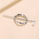 2021 Gold Silver Color Metal Geometric Round Square Hollow Removable Top Clip Hair Sticks Headwear Accessories for Women