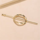 2021 Gold Silver Color Metal Geometric Round Square Hollow Removable Top Clip Hair Sticks Headwear Accessories for Women
