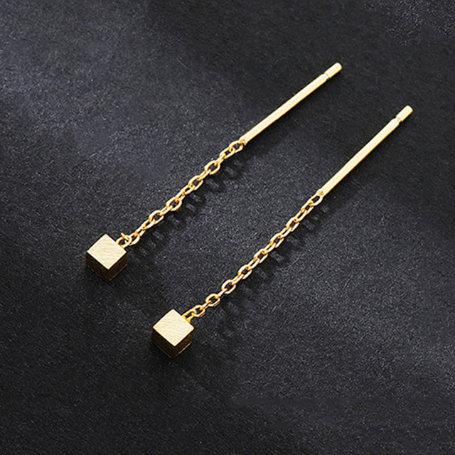Minimalistische Lange Quaste Ohrringe Für Frauen Gold Silber Farbe Geometrische Quadratische Hängende Ohrlinie Mädchen Party Schmuck Pendientes