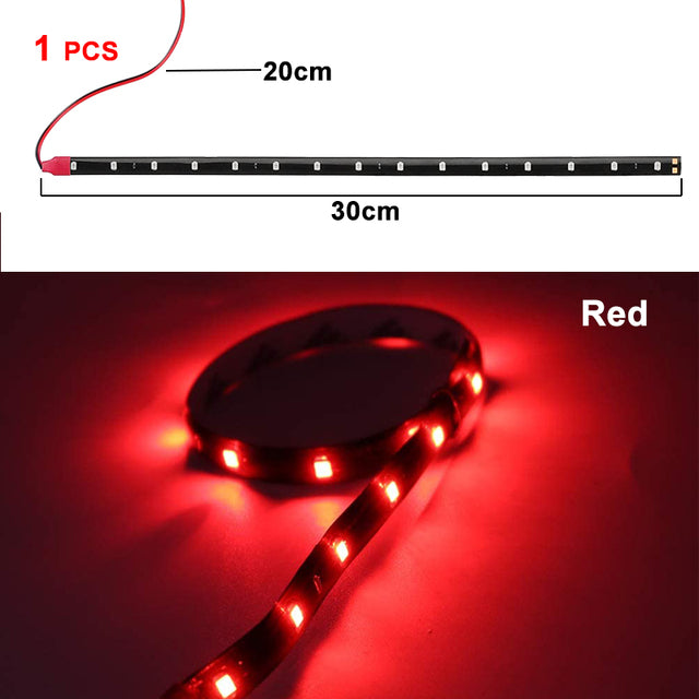 1 STÜCKE Auto Umgebungs Dekorative LED Streifen Licht Auto DRL Styling Flexible Atmosphäre Lichter 12 V 15 SMD 30 CM Weiß Rot Gelb Bule