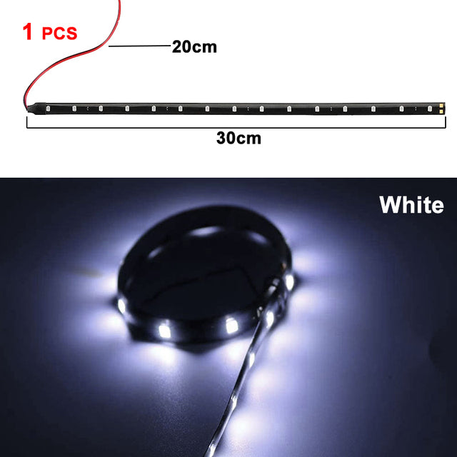 1 PCS Car Ambient Decorative LED Strip Light Auto DRL Styling Flexible Atmosphere Lights 12V 15 SMD 30CM White Red Yellow Bule