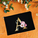 Bridesmaid Makeup Bags Floral Alphabet Print Cosmetic Case Bridal Party Make Up Pouch Necessaries Lady Tote Purse Wedding Gifts