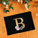 Bridesmaid Makeup Bags Floral Alphabet Print Cosmetic Case Bridal Party Make Up Pouch Necessaries Lady Tote Purse Wedding Gifts