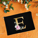 Bridesmaid Makeup Bags Floral Alphabet Print Cosmetic Case Bridal Party Make Up Pouch Necessaries Lady Tote Purse Wedding Gifts