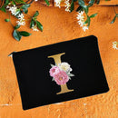 Bridesmaid Makeup Bags Floral Alphabet Print Cosmetic Case Bridal Party Make Up Pouch Necessaries Lady Tote Purse Wedding Gifts
