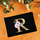 Bridesmaid Makeup Bags Floral Alphabet Print Cosmetic Case Bridal Party Make Up Pouch Necessaries Lady Tote Purse Wedding Gifts