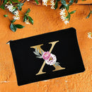 Bridesmaid Makeup Bags Floral Alphabet Print Cosmetic Case Bridal Party Make Up Pouch Necessaries Lady Tote Purse Wedding Gifts
