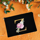 Bridesmaid Makeup Bags Floral Alphabet Print Cosmetic Case Bridal Party Make Up Pouch Necessaries Lady Tote Purse Wedding Gifts