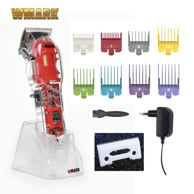 2021 WMARK New Model NG-108 Rechargeable Hair Cutting Machine Hair Clippers Trimmer Transparent Cover White Or Red Base 7300rpm
