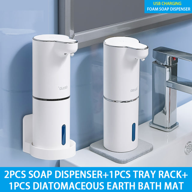 Dispensadores automáticos de jabón en espuma, lavadora de mano inteligente para baño con carga USB, Material ABS blanco de alta calidad