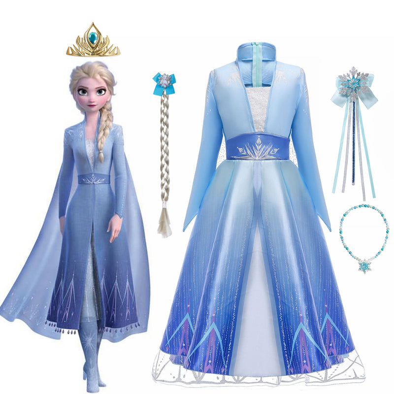 Frozen Girls Dress Elsa 2 Cosplay Costume Kids Fancy Children Gowns Princess  Vestidos Infantil Snow Queen Disney