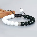 Trendy White Men Beads Armband Handmade Natural Tiger Eye Lava Stone Onyx Strang Adjustable Bracelets Women Yoga Energy Jewelry