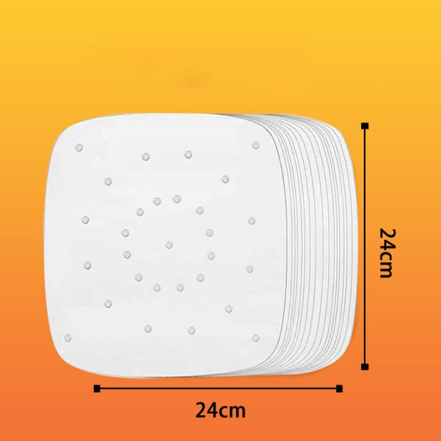100pcs 9/8/7 Inch Air Fryer Liners Perforated Non-stick Mats Perforated Parchment Papers Steaming Basket Mat Baking for Kitchen