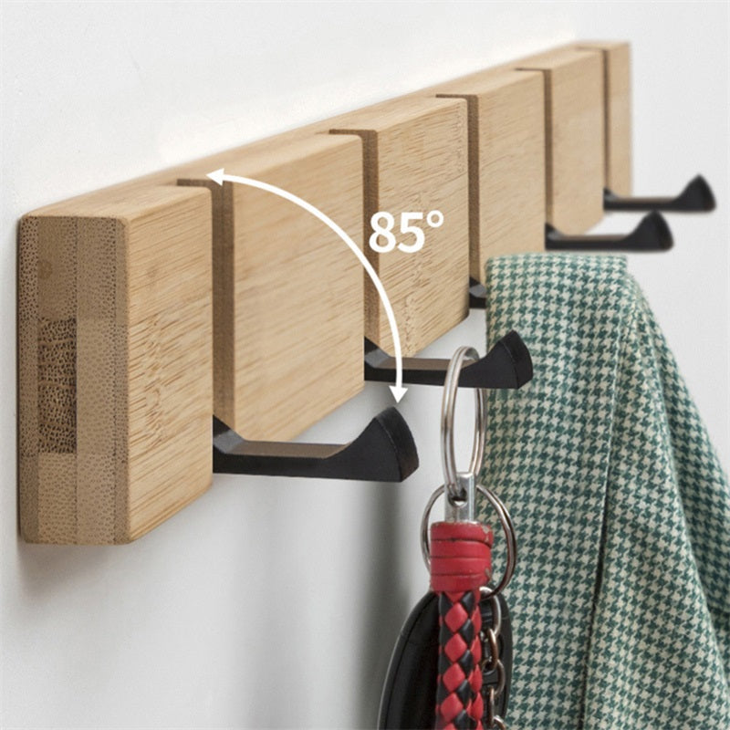 Faltbarer Kleiderständer Bambus Flur Huthaken Aufhänger Schlafzimmertür Wandmontage Haken Eckraum Küche Toilette Wandhalterung Haken