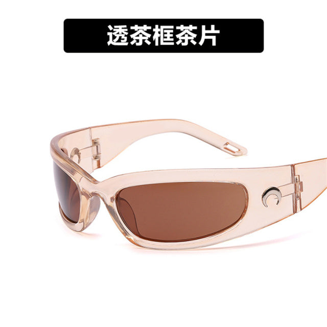 2021 New Moon Rechteckige Sonnenbrille für Frauen Mann Vintage Outdoor Radfahren Sport Hip Hop Punk Sonnenbrille UV400 Trend weiblich