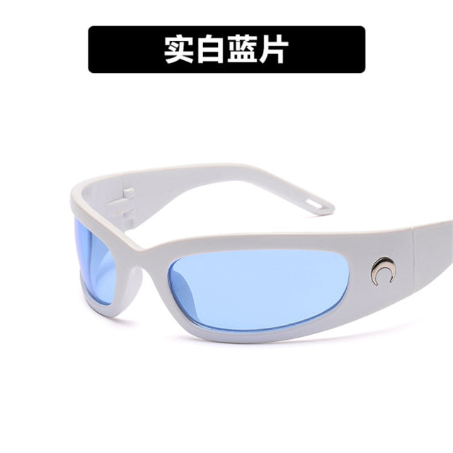 2021 New Moon Rectangular Sunglasses for Women Man Vintage Outdoor Cycling Sports Hip Hop Punk Sun Glasses UV400 Trend Female