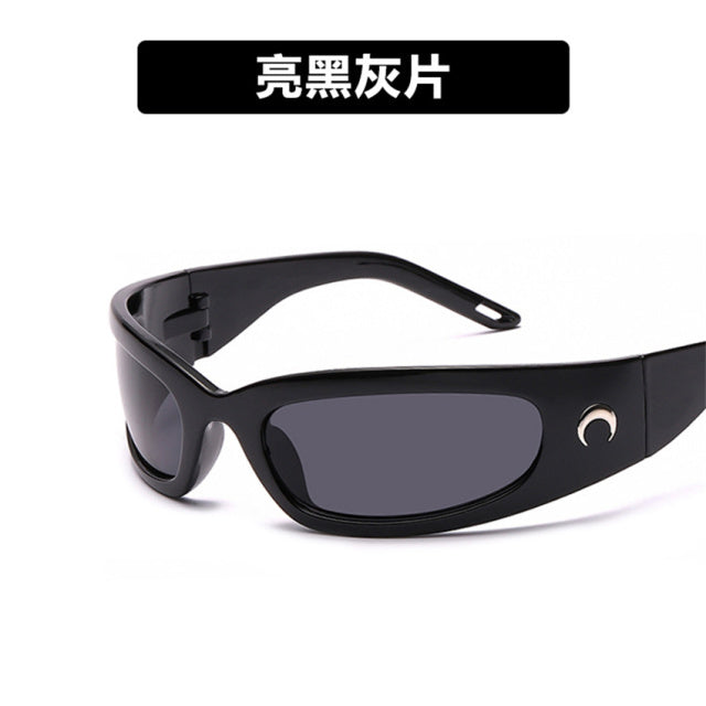 2021 New Moon Rectangular Sunglasses for Women Man Vintage Outdoor Cycling Sports Hip Hop Punk Sun Glasses UV400 Trend Female