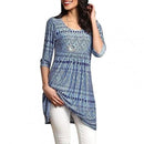 2021 Fashion Women Blouse Digital Black Print Polyester Long Shirt Large Hem 3/4 Sleeve Woman Blouse And Top Ladies Clothing