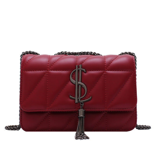 Luxury Brand Handbag Fashion Simple Tassel Square bag Quality PU Leather Women&
