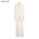 Mnealways18 Beige Pleated Wide Leg Pants Womens Pants Fashion 2022 Casual Loose Trousers Office Lady Elegant Long Palazzo Pants