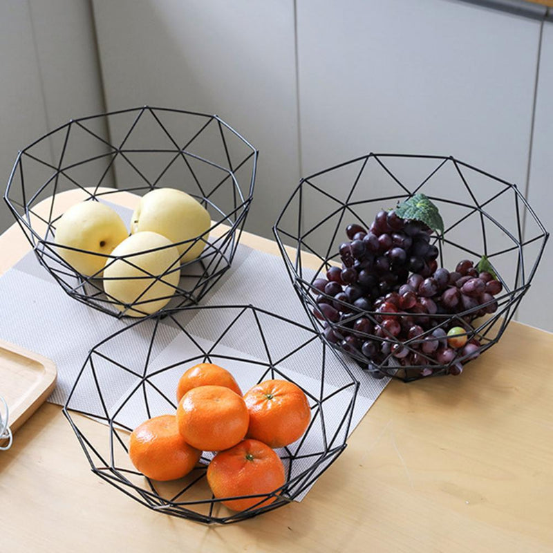 Iron Fruit Tray Kitchen Storage Basket Table Candy Bowl Home Decor Organizer