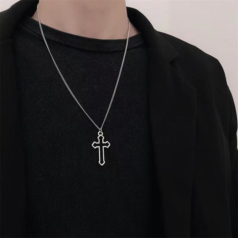 Neue Kreuz-Anhänger-Halskette Punk-Persönlichkeit Hip Hop Einfache Retro-Halsketten für Männer und Frauen